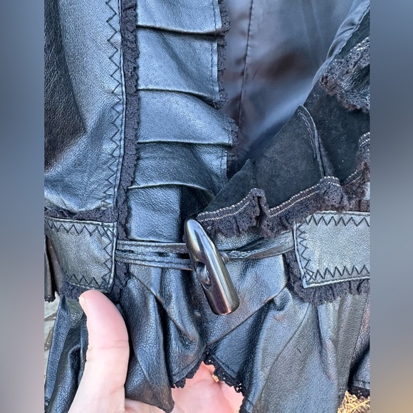 Moda International Leather Ruffle Detail Blazer Jacket - Picture 10 of 15